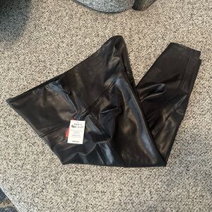 SPANX Shiny faux leather-look Black Leggings